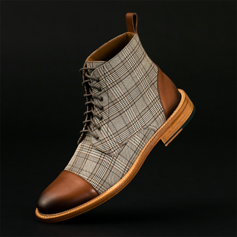 Kingsman Leather Accented Three-Quarter Plaid Boots