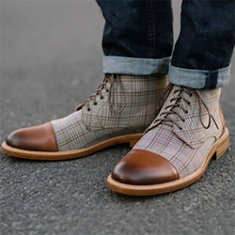 Kingsman Leather Accented Three-Quarter Plaid Boots