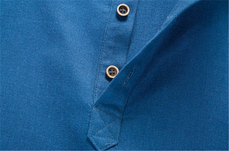 Linen Stand Up Collar Long Sleeve Shirt – Onassis Krown
