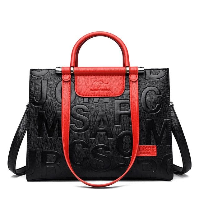 A big black bag with a sense of three-dimensional letter embossed